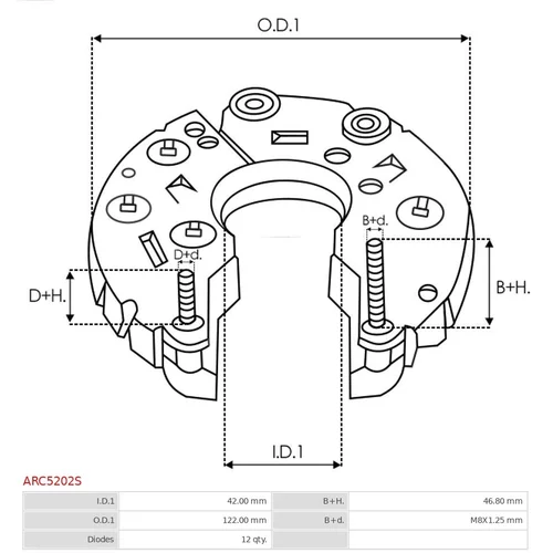 Usmerňovač alternátora ARC5202S /AS-PL/ - obr. 2