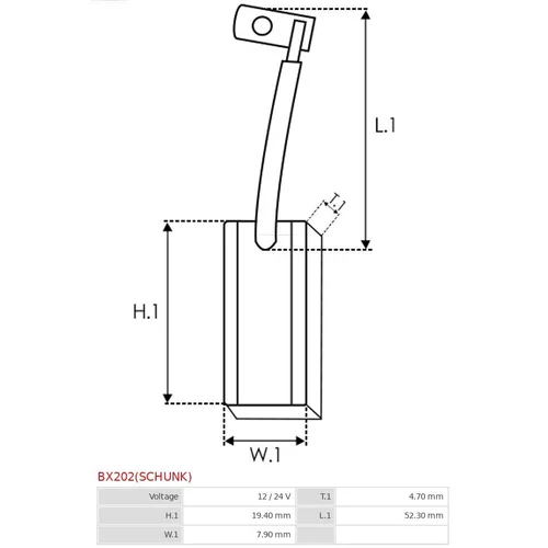Uhlíkový zberač alternátora BX202(SCHUNK) /AS-PL/ - obr. 1