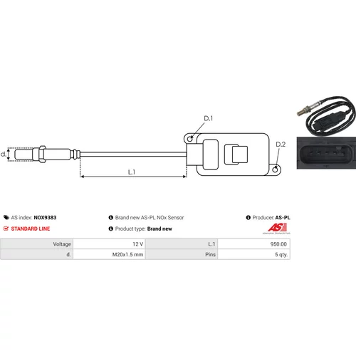 NOx-Sensor, vstrekovanie močoviny NOX9383 /AS-PL/ - obr. 2