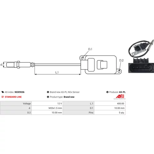 NOx-Sensor, vstrekovanie močoviny NOX9556 /AS-PL/ - obr. 2