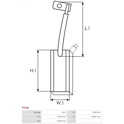 Uhlíkový zberač alternátora PX58 /AS-PL/ - obr. 1