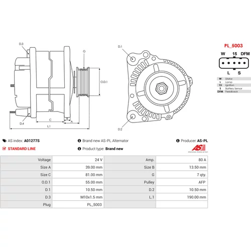 Alternátor AS-PL A01277S