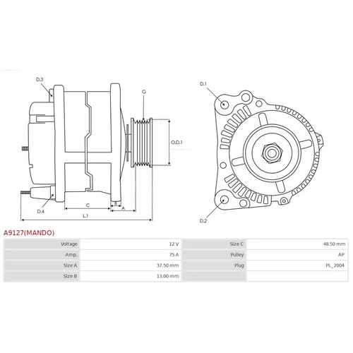 Alternátor A9127(MANDO) /AS-PL/ - obr. 4