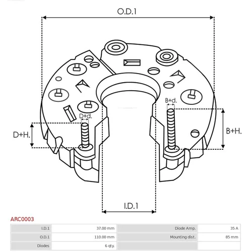 Usmerňovač alternátora ARC0003 /AS-PL/ - obr. 2