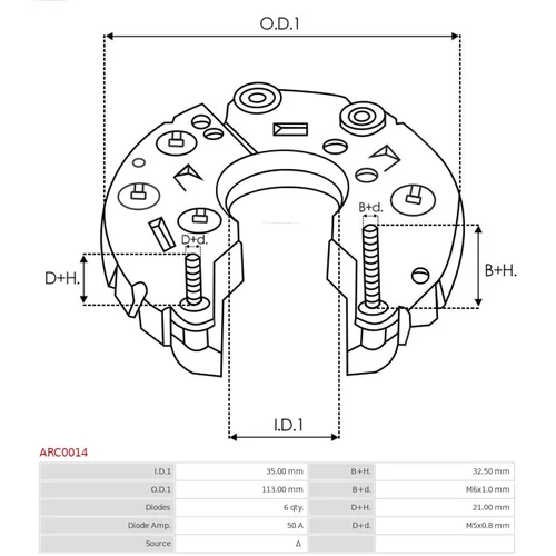Usmerňovač alternátora ARC0014 /AS-PL/ - obr. 2