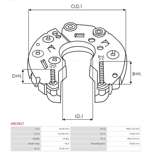 Usmerňovač alternátora ARC0017 /AS-PL/ - obr. 2