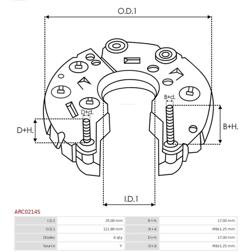 Usmerňovač alternátora ARC0214S /AS-PL/ - obr. 2