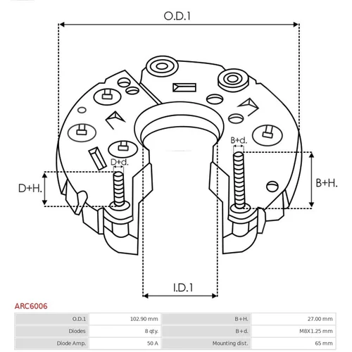 Usmerňovač alternátora ARC6006 /AS-PL/ - obr. 2