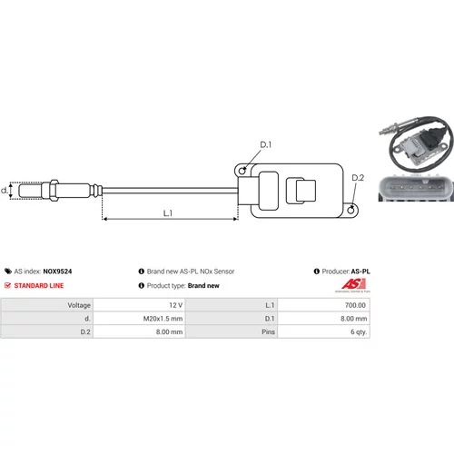 NOx-Sensor, vstrekovanie močoviny NOX9524 /AS-PL/ - obr. 2
