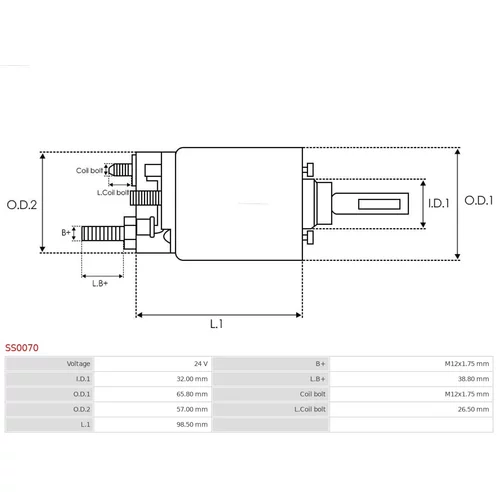 Elektromagnetický spínač pre štartér SS0070 /AS-PL/ - obr. 3