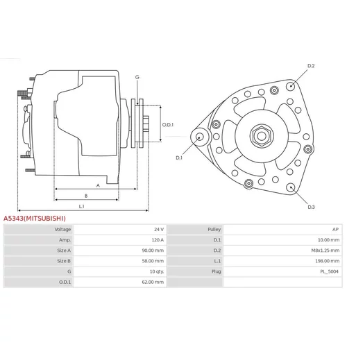 Alternátor A5343(MITSUBISHI) /AS-PL/ - obr. 4