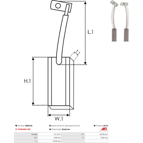 Uhlíkový zberač alternátora AB5013S /AS-PL/ - obr. 1