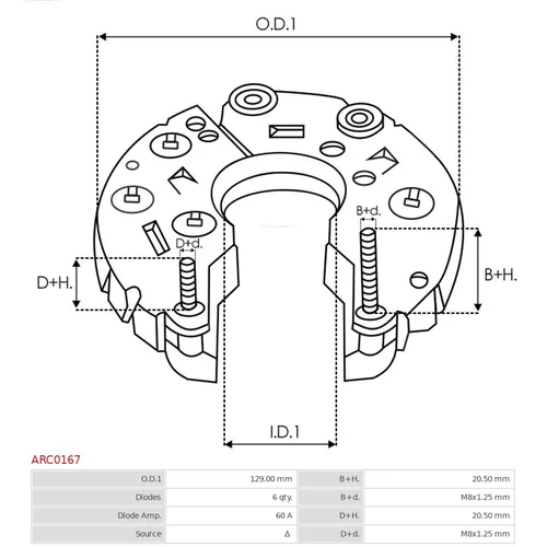 Usmerňovač alternátora ARC0167 /AS-PL/ - obr. 2
