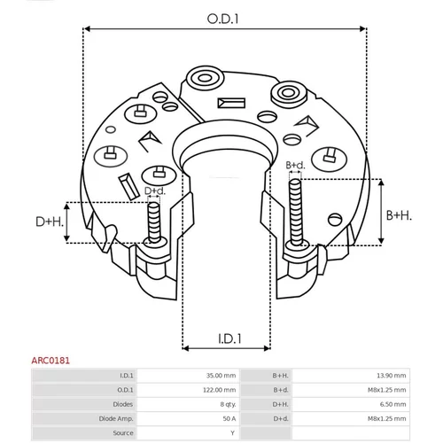Usmerňovač alternátora ARC0181 /AS-PL/ - obr. 2