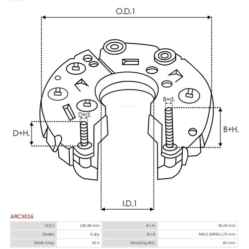 Usmerňovač alternátora ARC3016 /AS-PL/ - obr. 2
