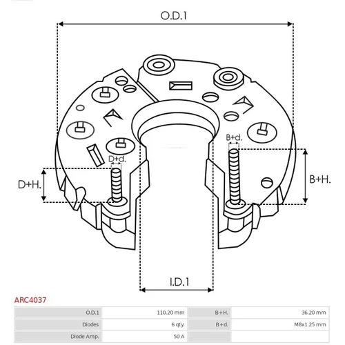 Usmerňovač alternátora ARC4037 /AS-PL/ - obr. 2