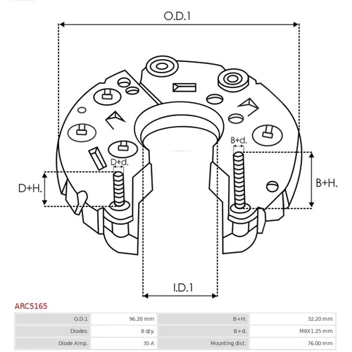 Usmerňovač alternátora ARC5165 /AS-PL/ - obr. 2