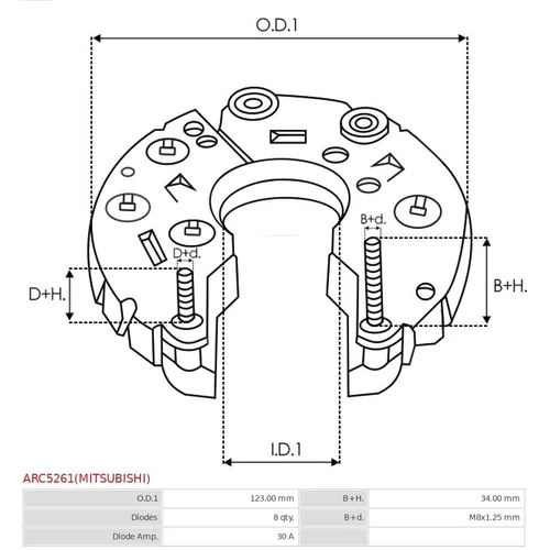 Usmerňovač alternátora ARC5261(MITSUBISHI) /AS-PL/ - obr. 2