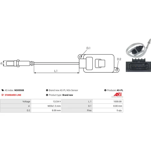 NOx-Sensor, vstrekovanie močoviny NOX9508 /AS-PL/ - obr. 2