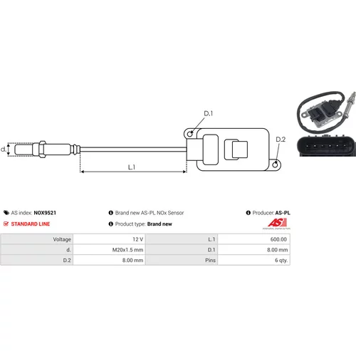 NOx-Sensor, vstrekovanie močoviny NOX9521 /AS-PL/ - obr. 2