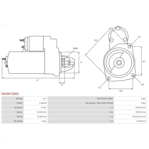 Štartér S01007(SEG) /AS-PL/ - obr. 4