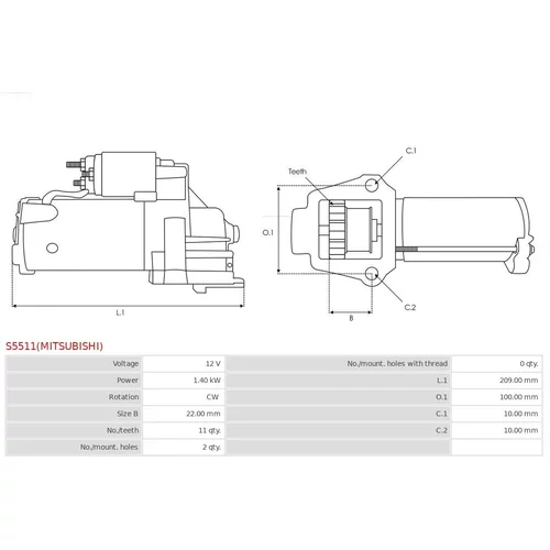 Štartér S5511(MITSUBISHI) /AS-PL/ - obr. 4