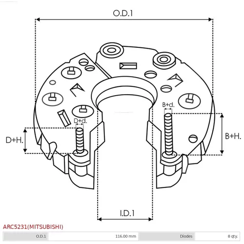 Usmerňovač alternátora ARC5231(MITSUBISHI) /AS-PL/ - obr. 2