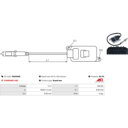 NOx-Sensor, vstrekovanie močoviny NOX9406 /AS-PL/ - obr. 2
