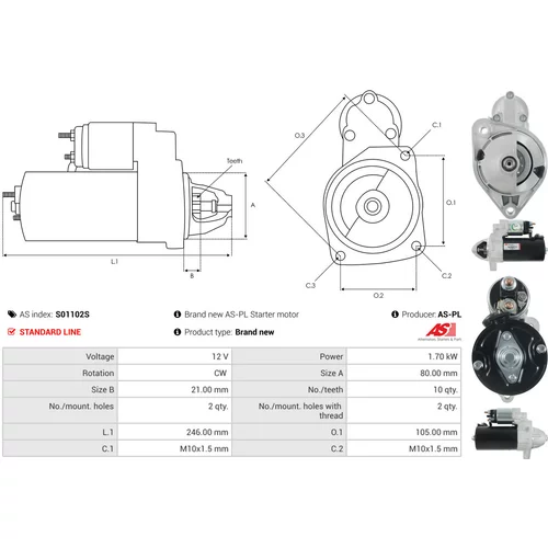 Štartér S01102S /AS-PL/ - obr. 4