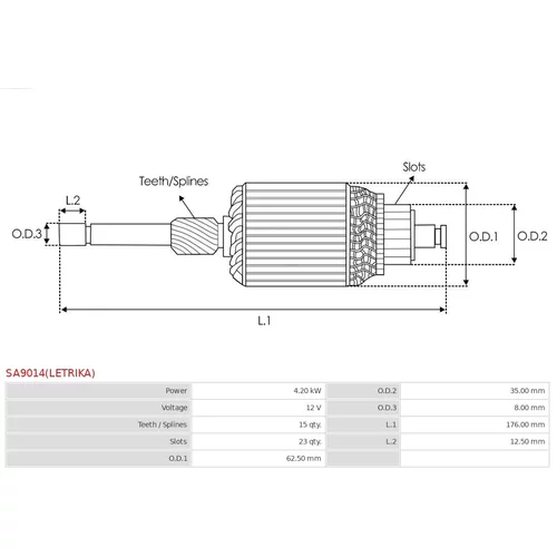 Rotor štartéra SA9014(LETRIKA) /AS-PL/ - obr. 2