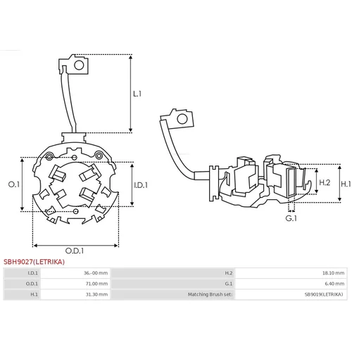 Držiak uhlíkov SBH9027(LETRIKA) /AS-PL/ - obr. 1