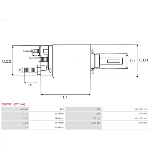 Elektromagnetický spínač pre štartér SS9091(LETRIKA) /AS-PL/ - obr. 3