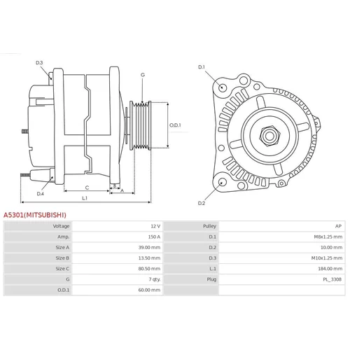 Alternátor A5301(MITSUBISHI) /AS-PL/ - obr. 4