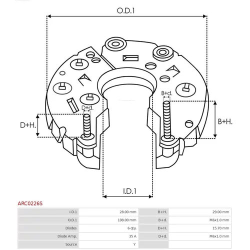 Usmerňovač alternátora ARC0226S /AS-PL/ - obr. 2