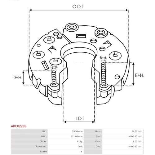 Usmerňovač alternátora ARC0229S /AS-PL/ - obr. 2
