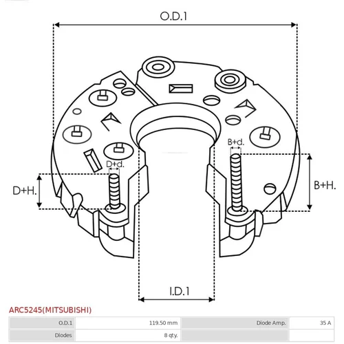 Usmerňovač alternátora ARC5245(MITSUBISHI) /AS-PL/ - obr. 2