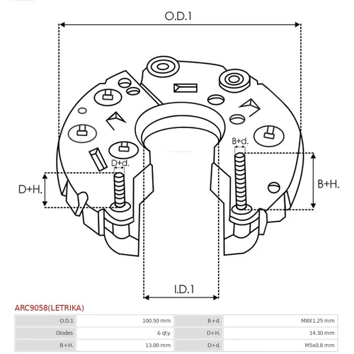 Usmerňovač alternátora ARC9058(LETRIKA) /AS-PL/ - obr. 2