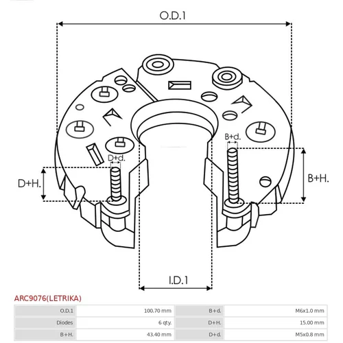 Usmerňovač alternátora ARC9076(LETRIKA) /AS-PL/ - obr. 3