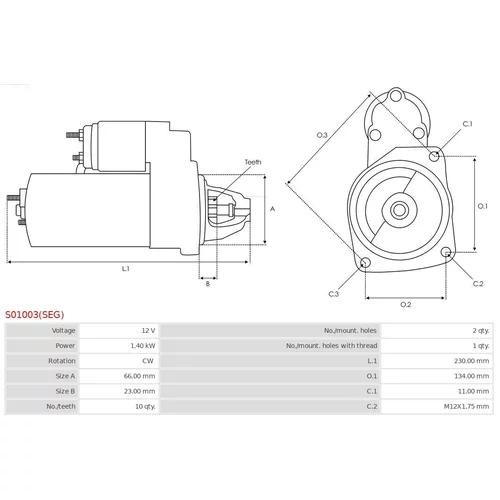 Štartér S01003(SEG) /AS-PL/ - obr. 4