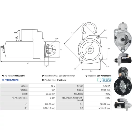 Štartér S01102(SEG) /AS-PL/ - obr. 4