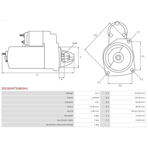 Štartér S5518(MITSUBISHI) /AS-PL/ - obr. 4