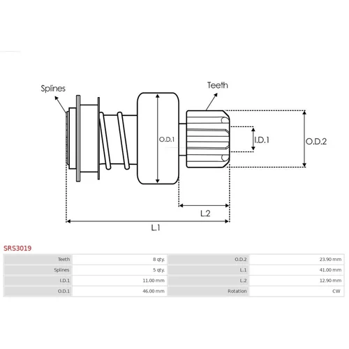Rotor štartéra SRS3019 /AS-PL/ - obr. 1