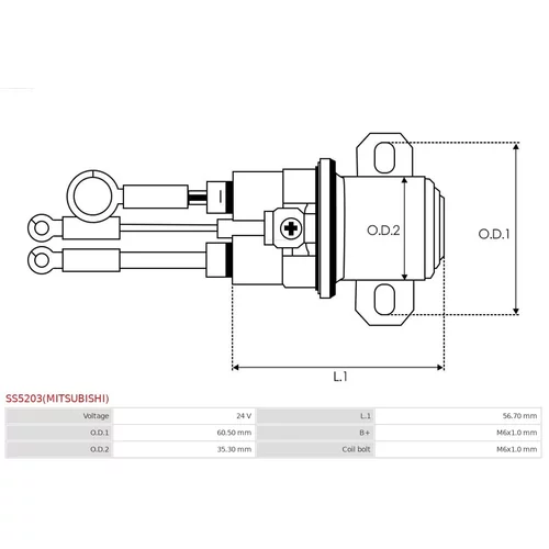 Elektromagnetický spínač pre štartér SS5203(MITSUBISHI) /AS-PL/ - obr. 3