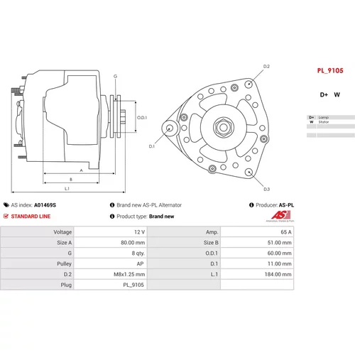 Alternátor AS-PL A01469S