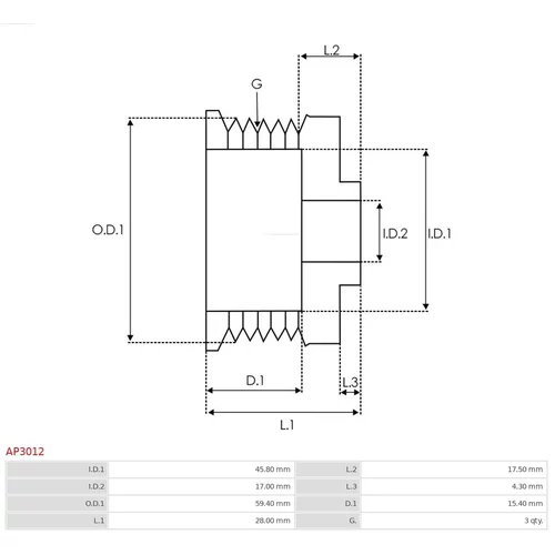 Remenica alternátora AP3012 /AS-PL/ - obr. 3