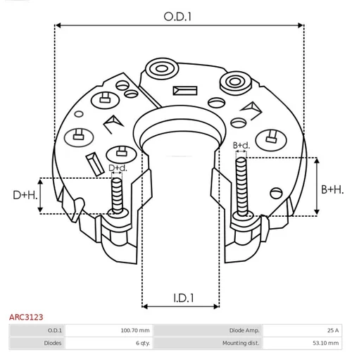 Usmerňovač alternátora ARC3123 /AS-PL/ - obr. 2