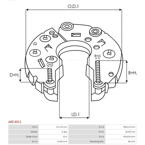 Usmerňovač alternátora ARC4011 /AS-PL/ - obr. 2