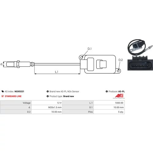 NOx-Sensor, vstrekovanie močoviny NOX9331 /AS-PL/ - obr. 2