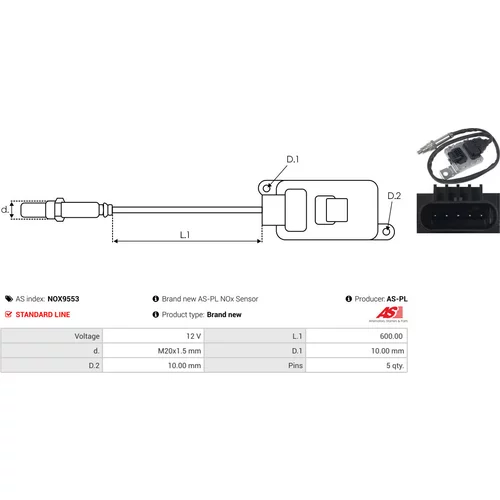 NOx-Sensor, vstrekovanie močoviny NOX9553 /AS-PL/ - obr. 2