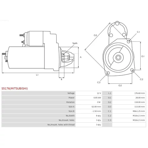 Štartér S5176(MITSUBISHI) /AS-PL/ - obr. 4